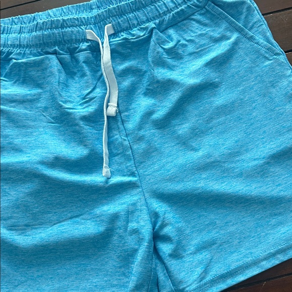 Kids Blue Knit Drawstring Shorts - (Brand Unspecified) - Picture 3 of 4